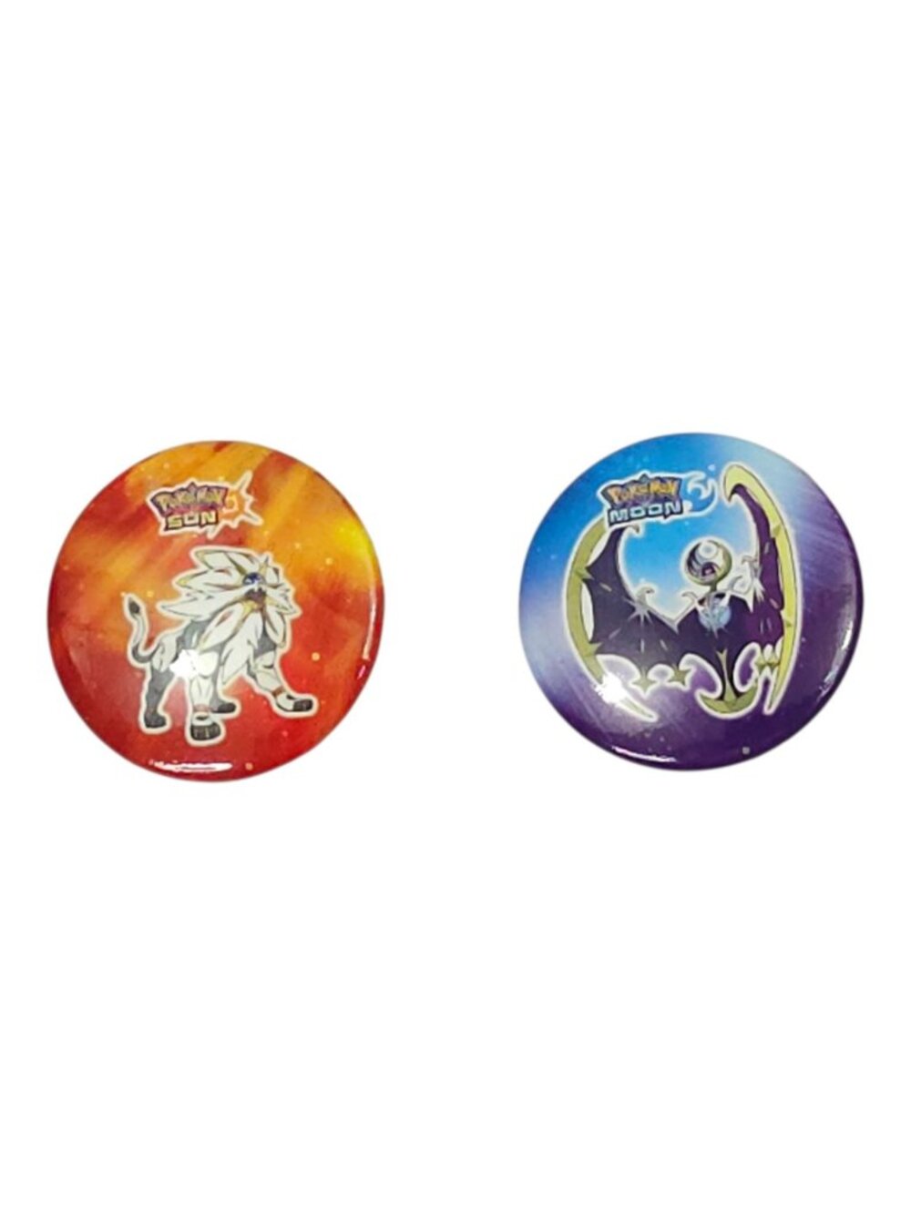 Pokémon Sun & Moon Pin Set Solgaleo Lunala Promo Pinback Buttons 2 Piece Lot